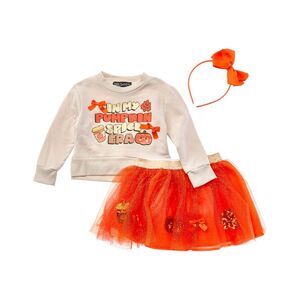 Freestyle Girls  3Pc Pumpkin Spice Tutu Skirt Set, Orange